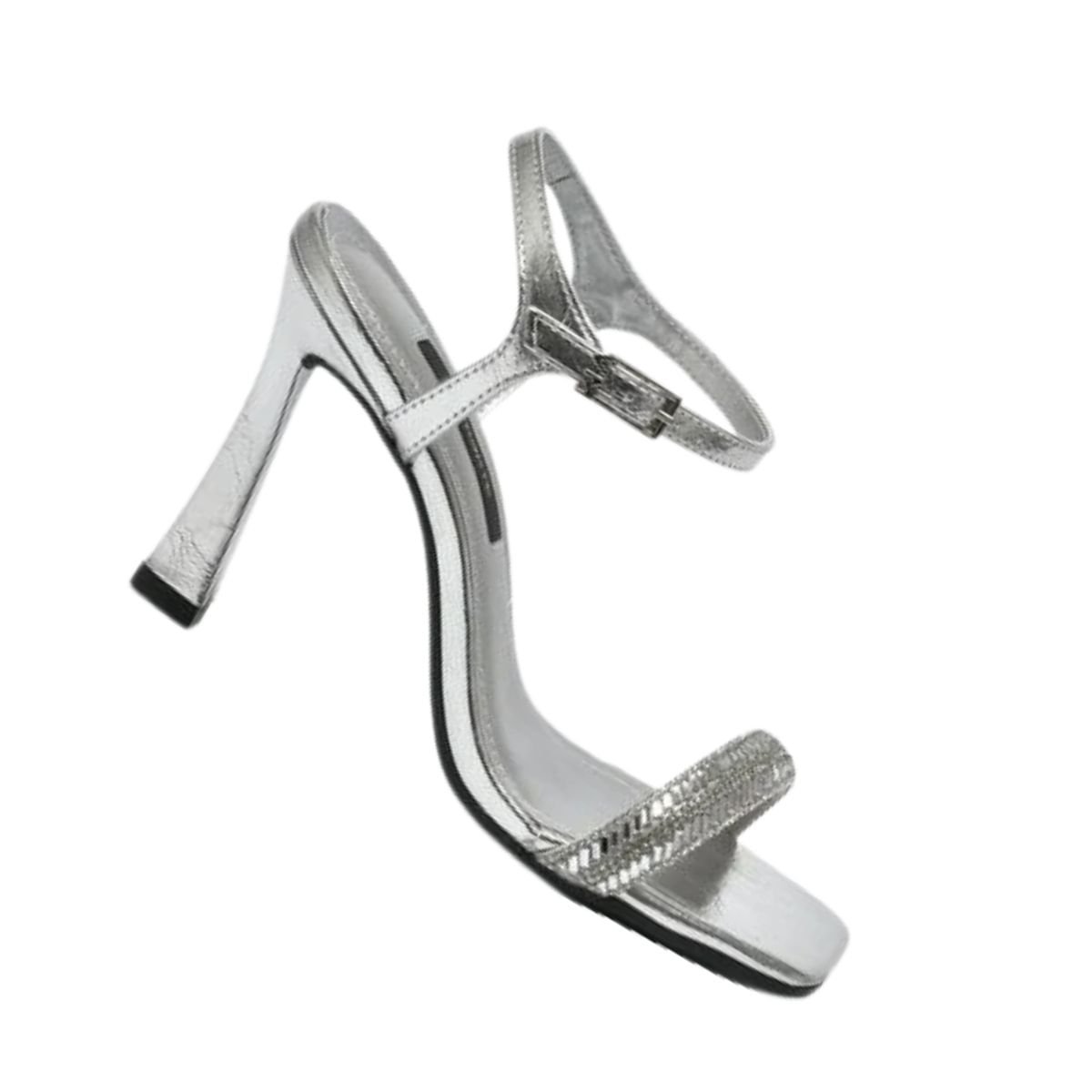 Sandália Feminina Salto Alto Fino Via Marte Prata Prata 7