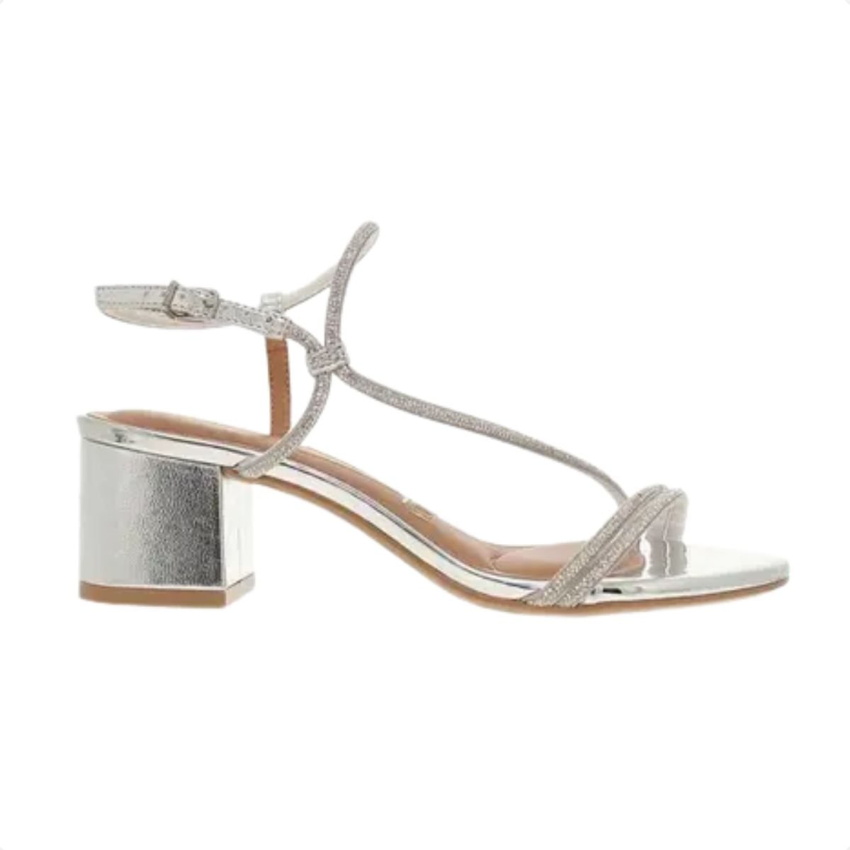 Sandália Feminina Salto Médio Grosso Vizzano Prata
