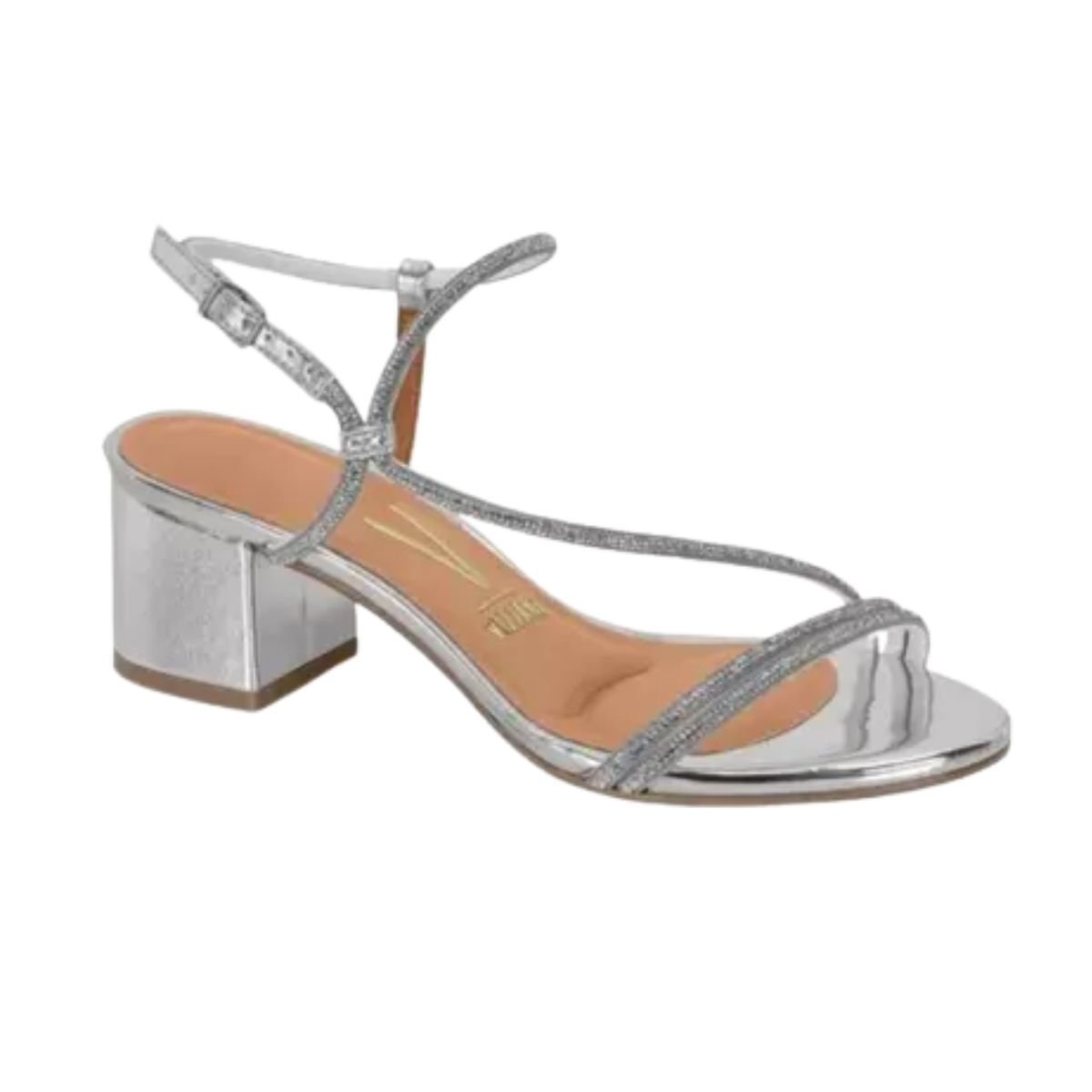 Sandália Feminina Salto Médio Grosso Vizzano Prata Prata 2