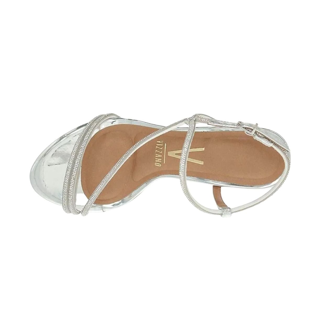 Sandália Feminina Salto Médio Grosso Vizzano Prata Prata 6