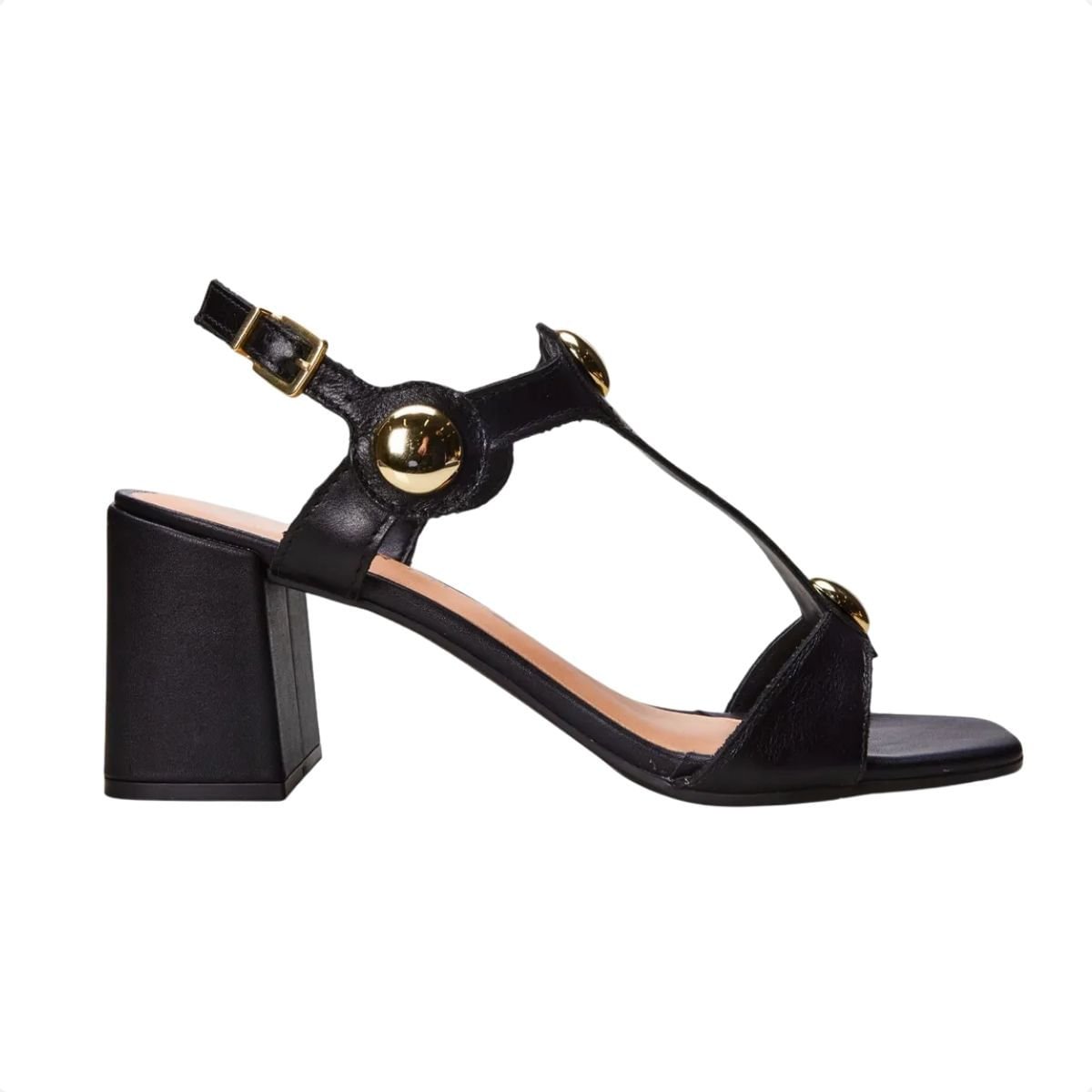 Sandália Feminina Salto Médio Grosso Ramarim Preta Preto 6