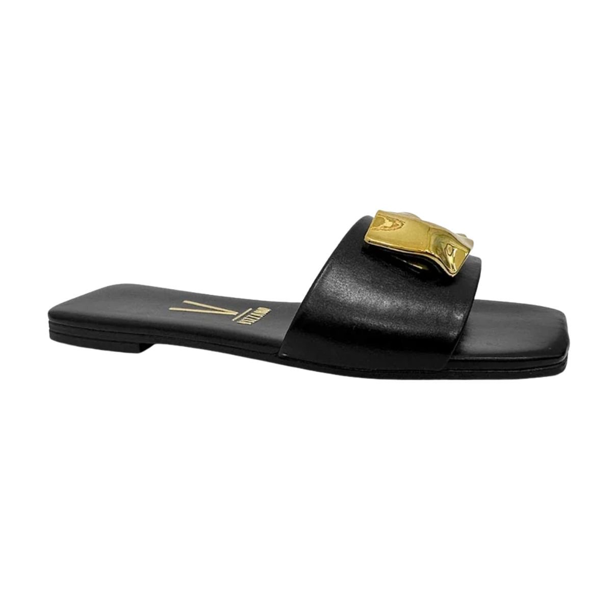 Tamanco Feminino Slide Rasteiro Vizzano Preto Preto 2