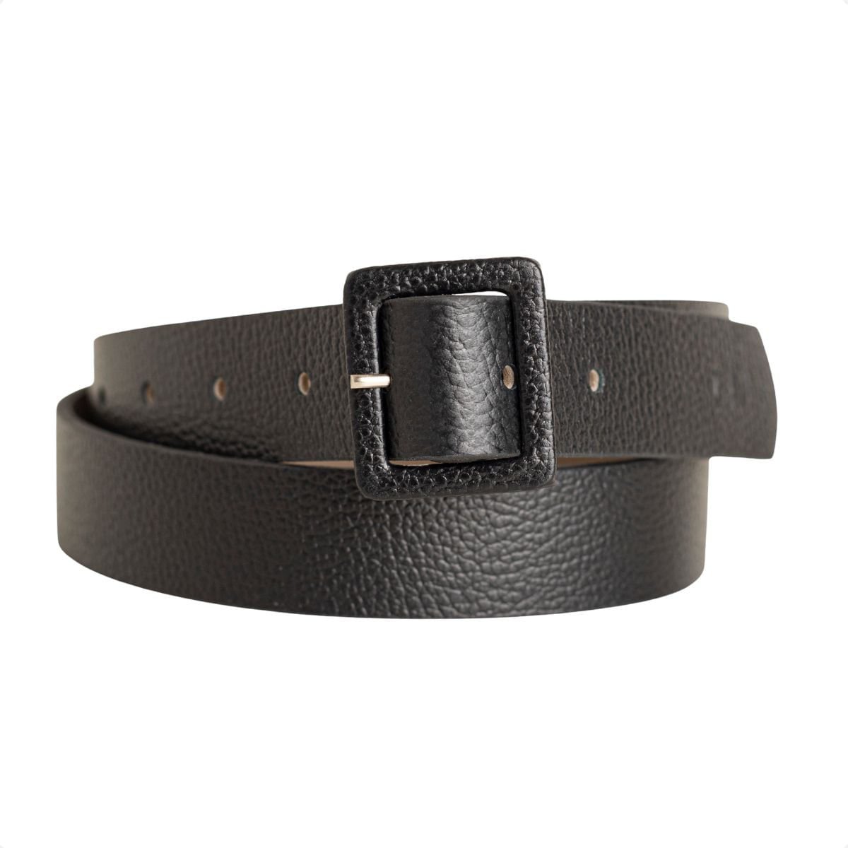 68523 Cinto Feminino Dm Preto Essencial Fivela Quadrada