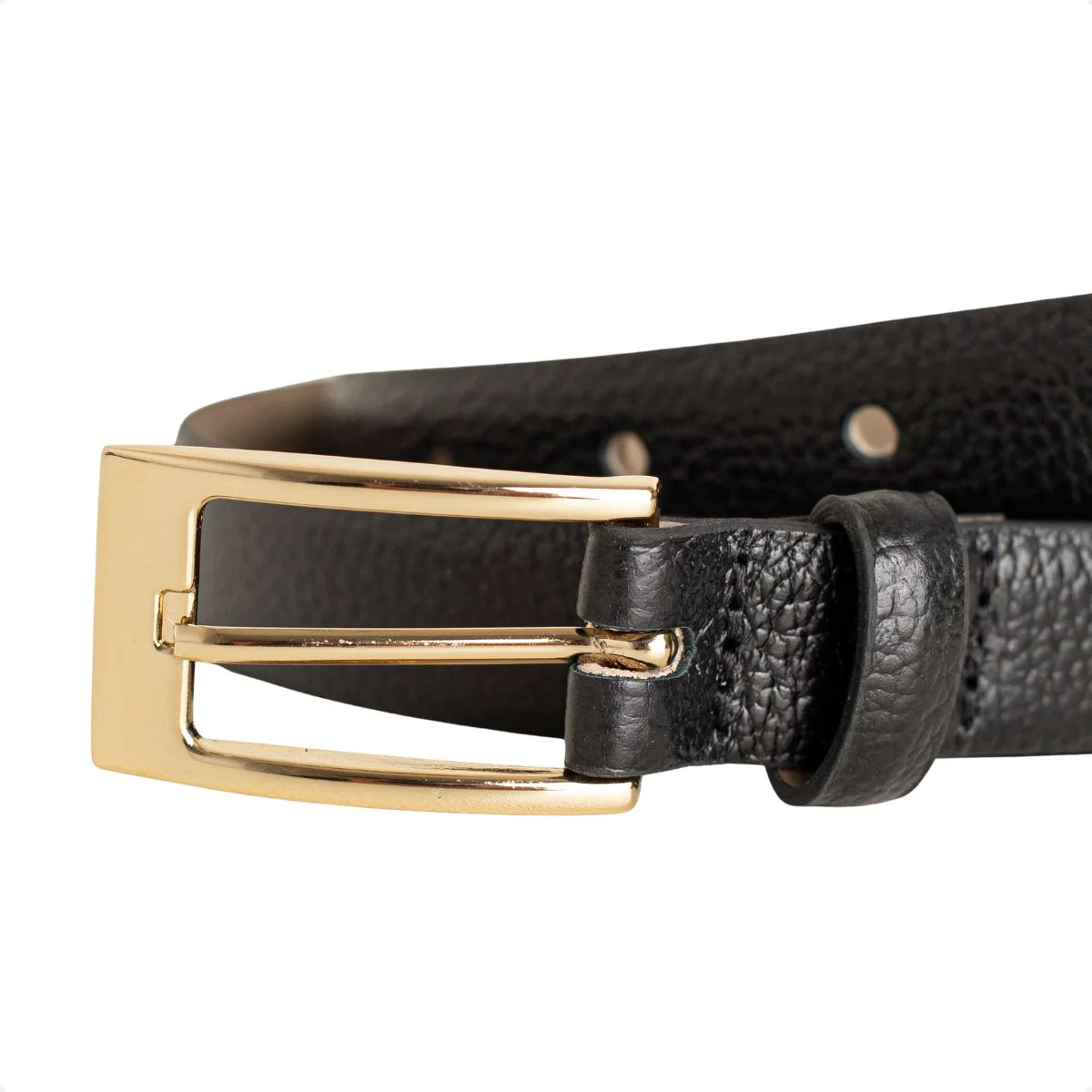 Cinto Feminino Dm Slim Preto Fivela Dourada Preto 2