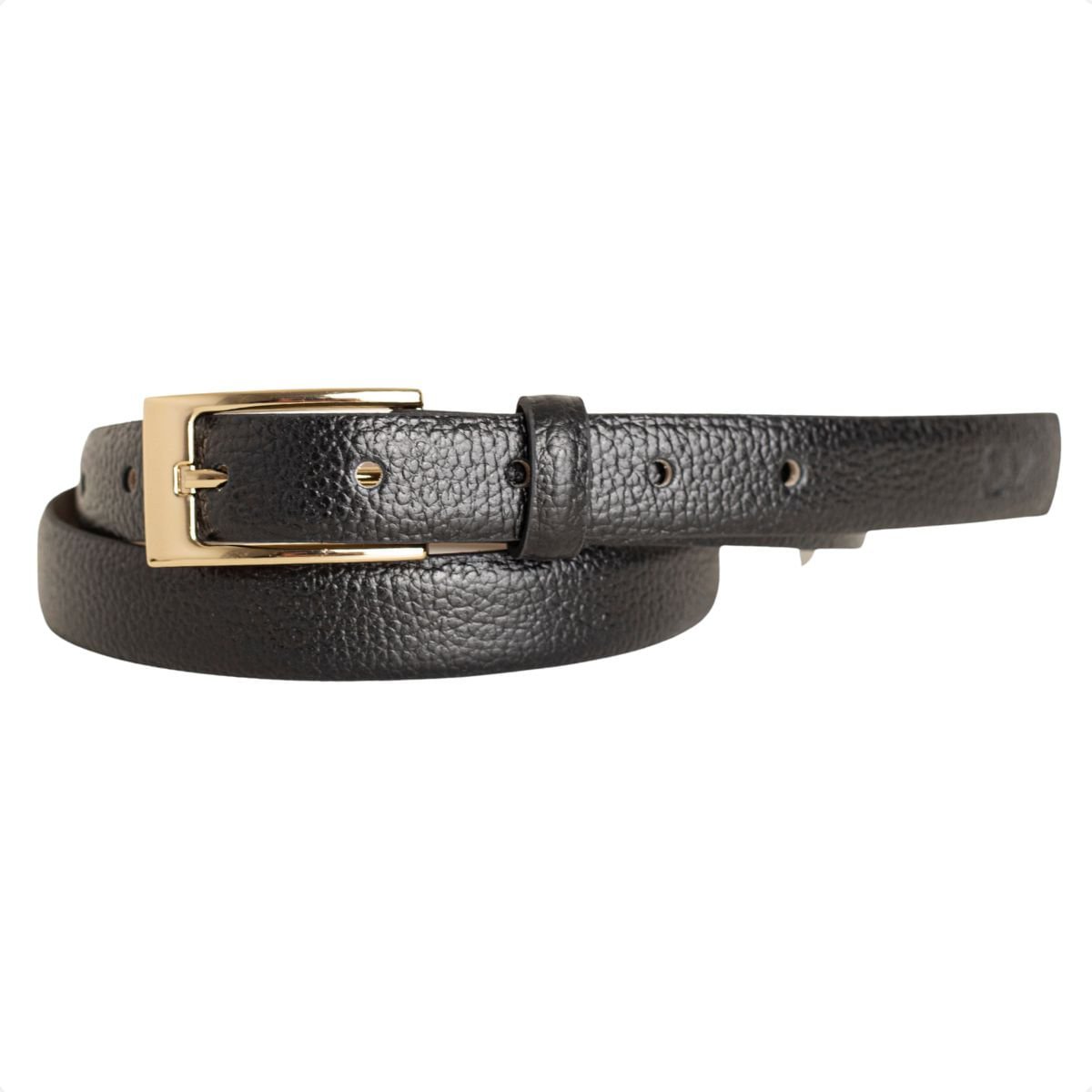 Cinto Feminino Dm Slim Preto Fivela Dourada Preto 3