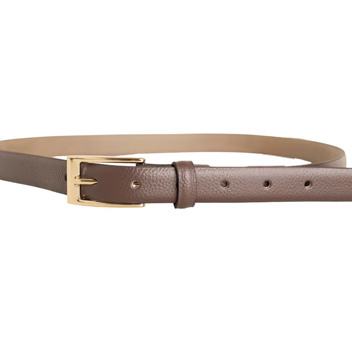 Cinto Feminino Dm Slim Marrom Fivela Dourada Marrom 4