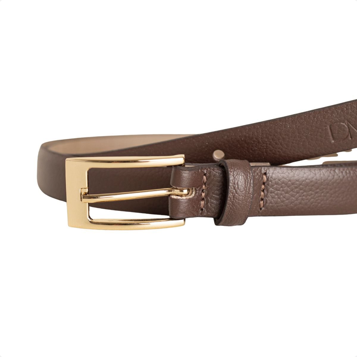 Cinto Feminino Dm Slim Marrom Fivela Dourada Marrom 5