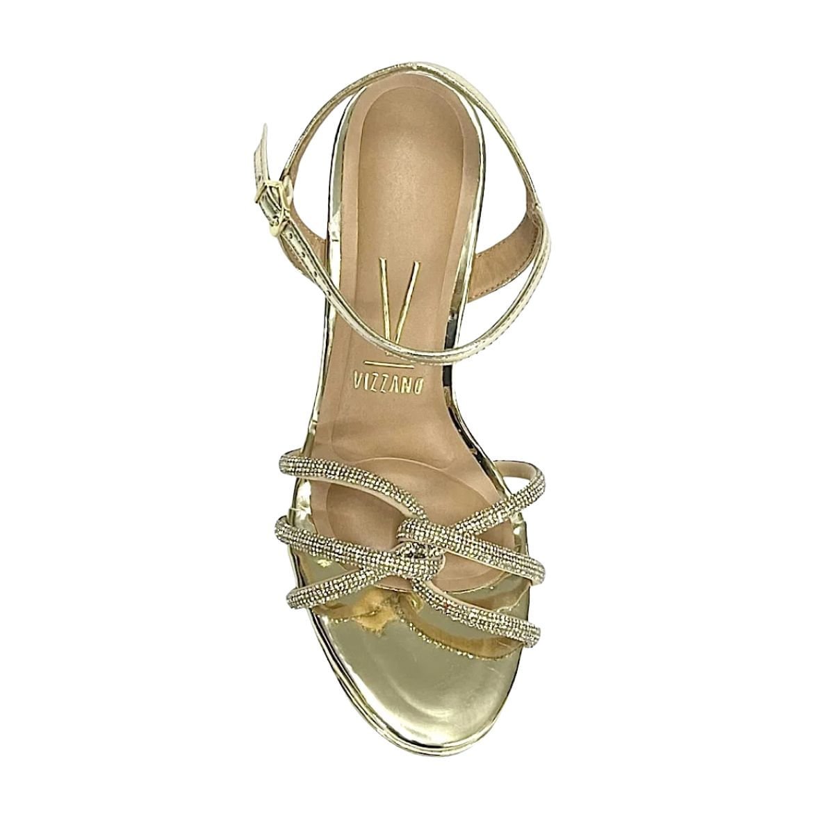 Sandália Feminina Salto Alto Fino Vizzano Dourada Dourado 3