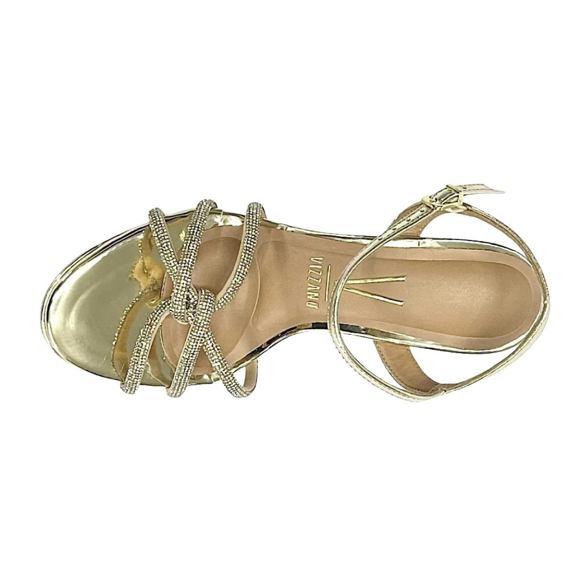 Sandália Feminina Salto Alto Fino Vizzano Dourada Dourado 6