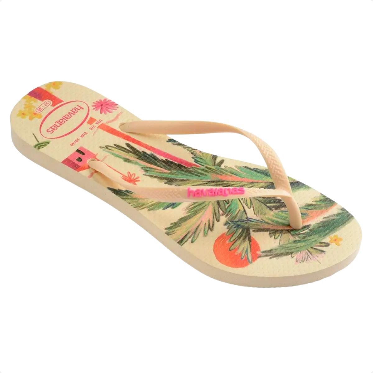 Chinelo Feminino Dedo Havaianas Slim Summer Bliss Bege 2