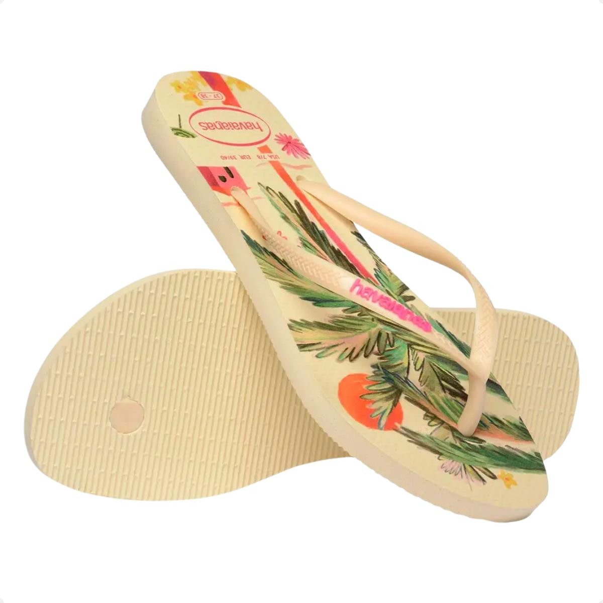 Chinelo Feminino Dedo Havaianas Slim Summer Bliss Bege 3