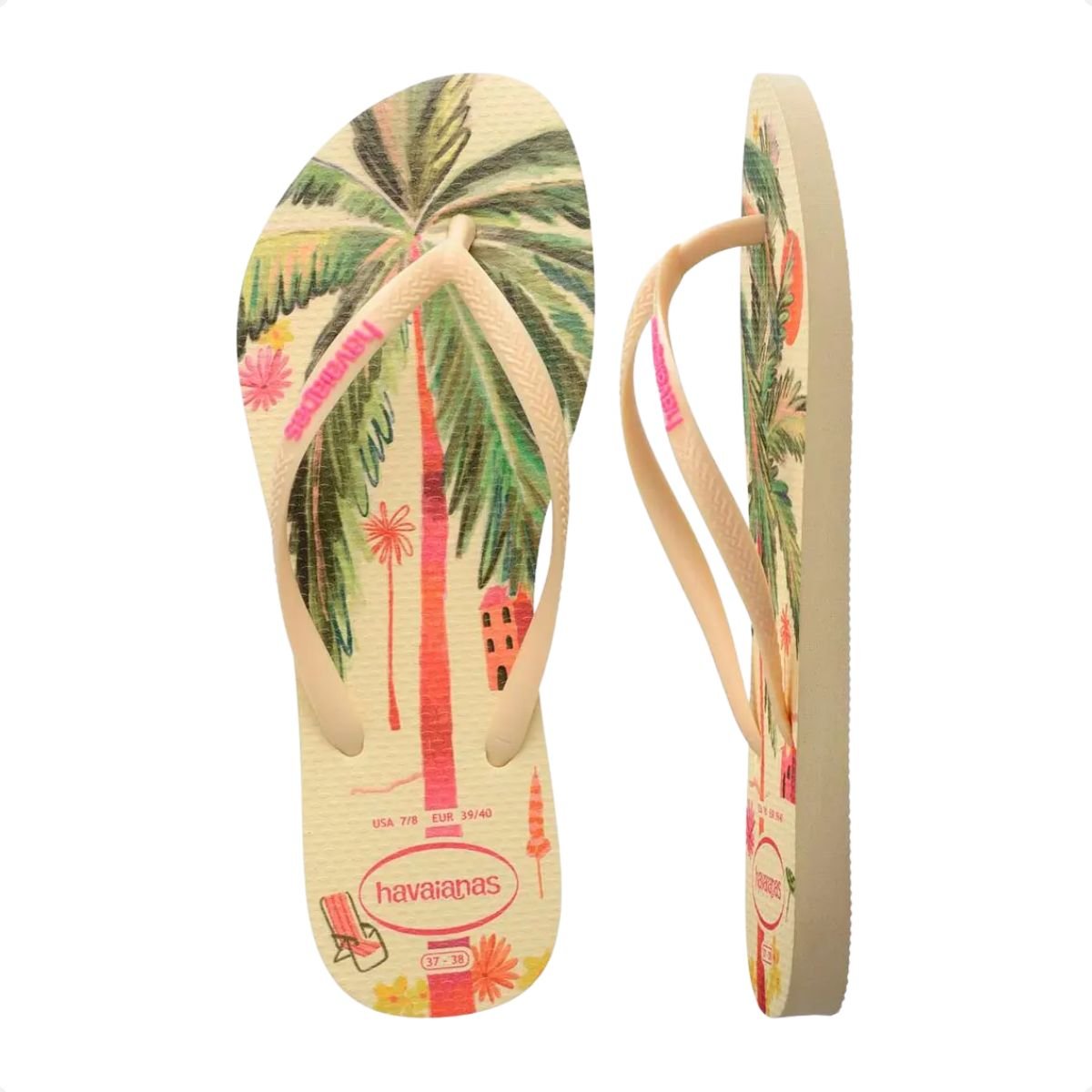Chinelo Feminino Dedo Havaianas Slim Summer Bliss Bege 5