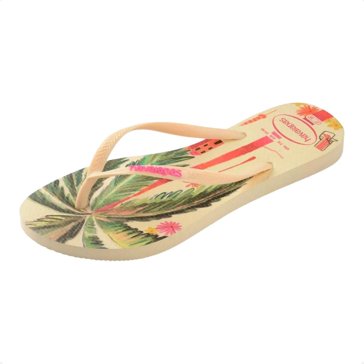 Chinelo Feminino Dedo Havaianas Slim Summer Bliss Bege 6