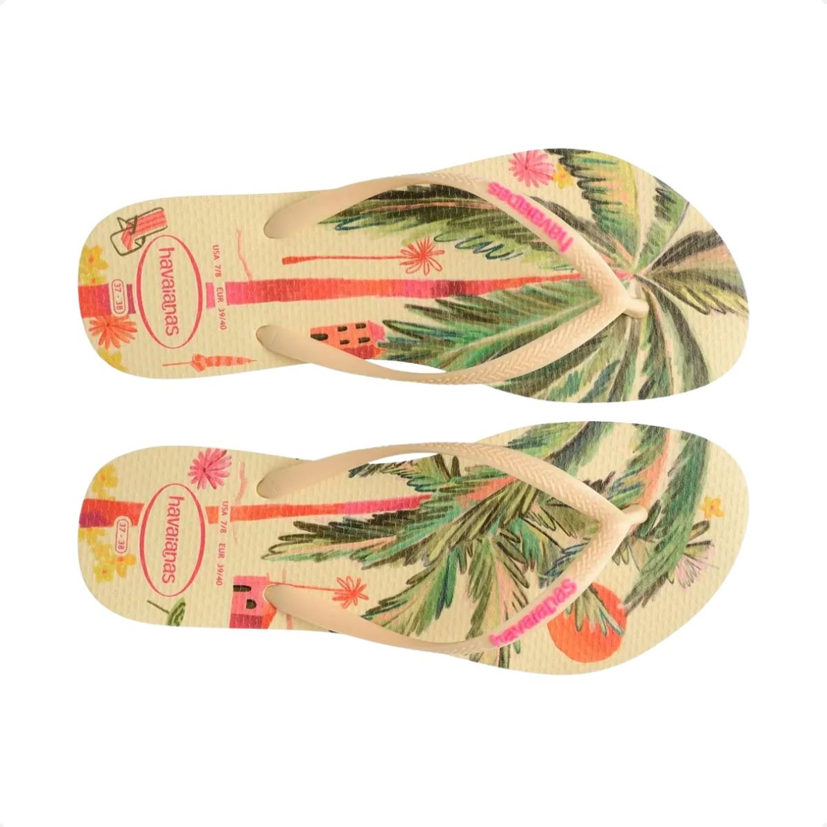 Chinelo Feminino Dedo Havaianas Slim Summer Bliss Bege 7