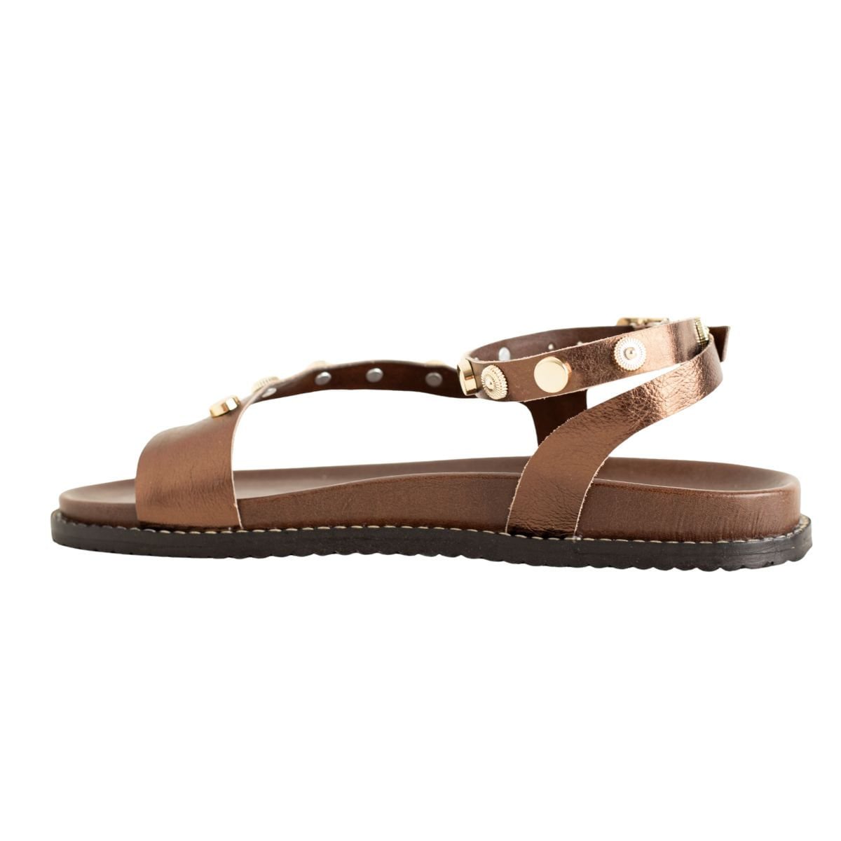 Sandália Flat Dm Spikes Marrom Marrom 5