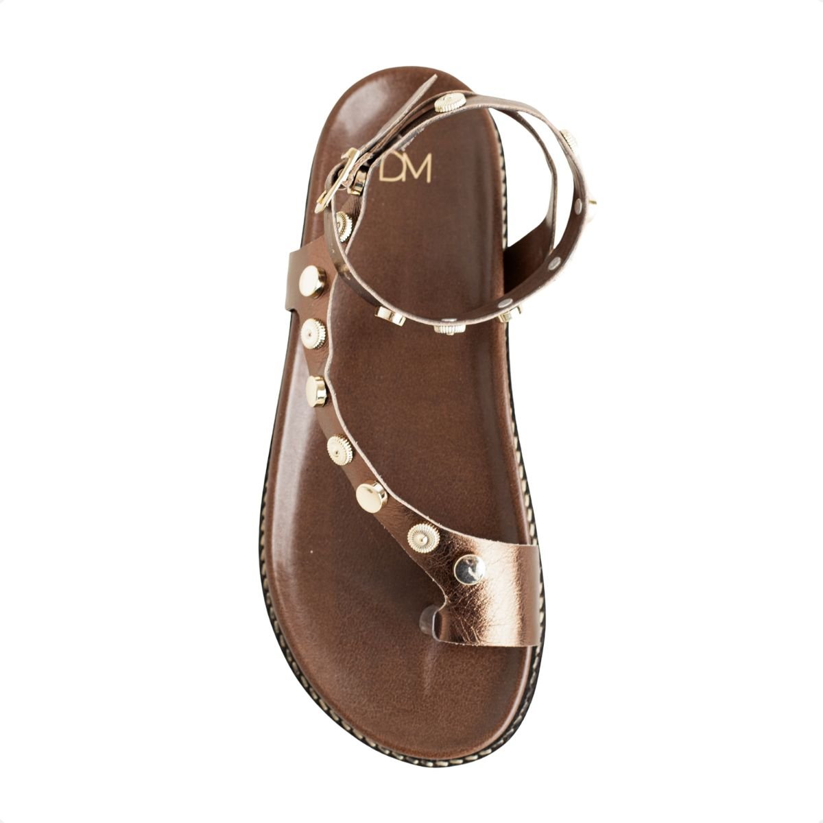 Sandália Flat Dm Spikes Marrom Marrom 6