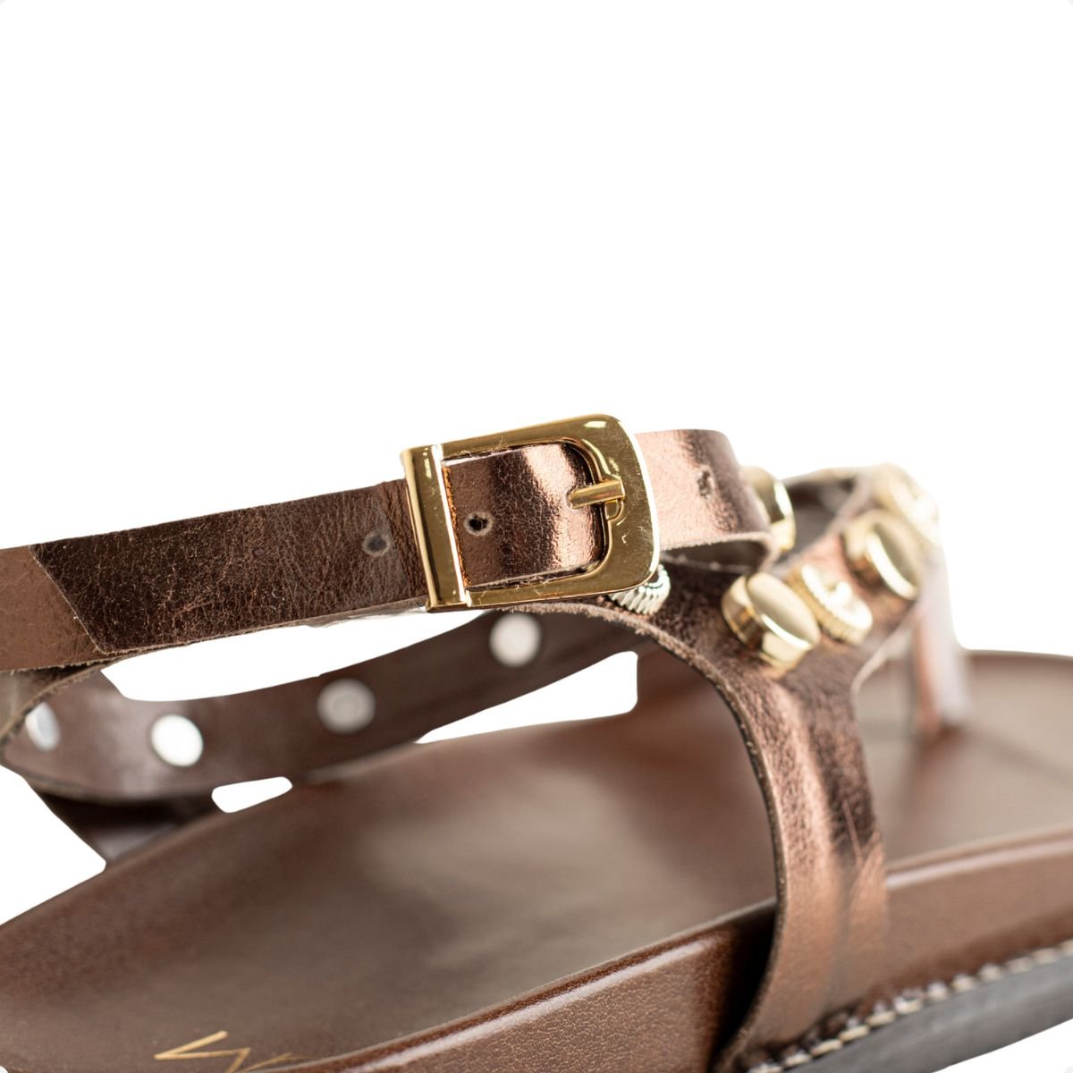 Sandália Flat Dm Spikes Marrom Marrom 7