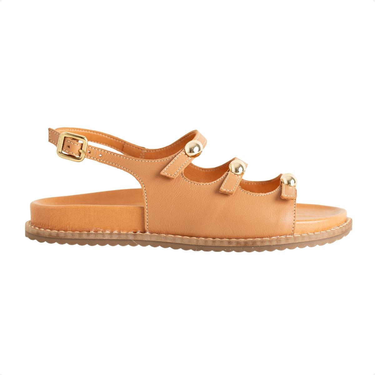 Sandália Flat Dm Glam Caramelo