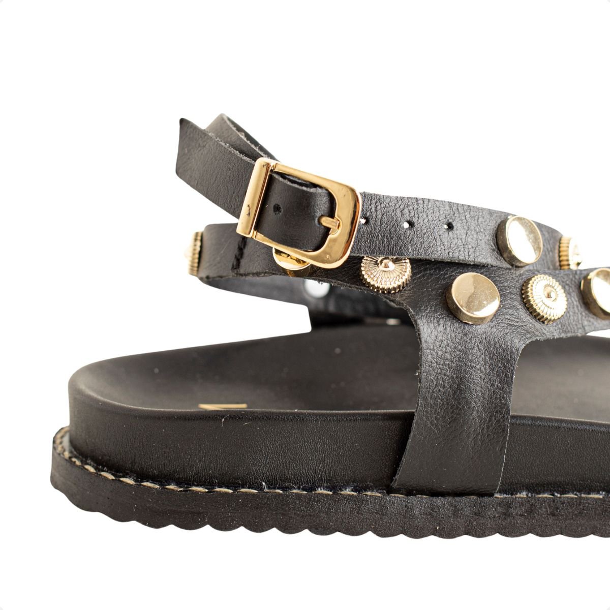 Sandália Flat Dm Spikes Preta Preto 3