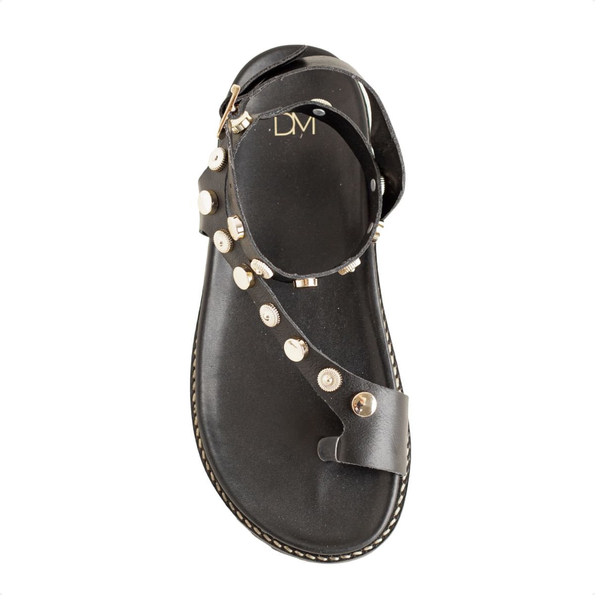 Sandália Flat Dm Spikes Preta Preto 6