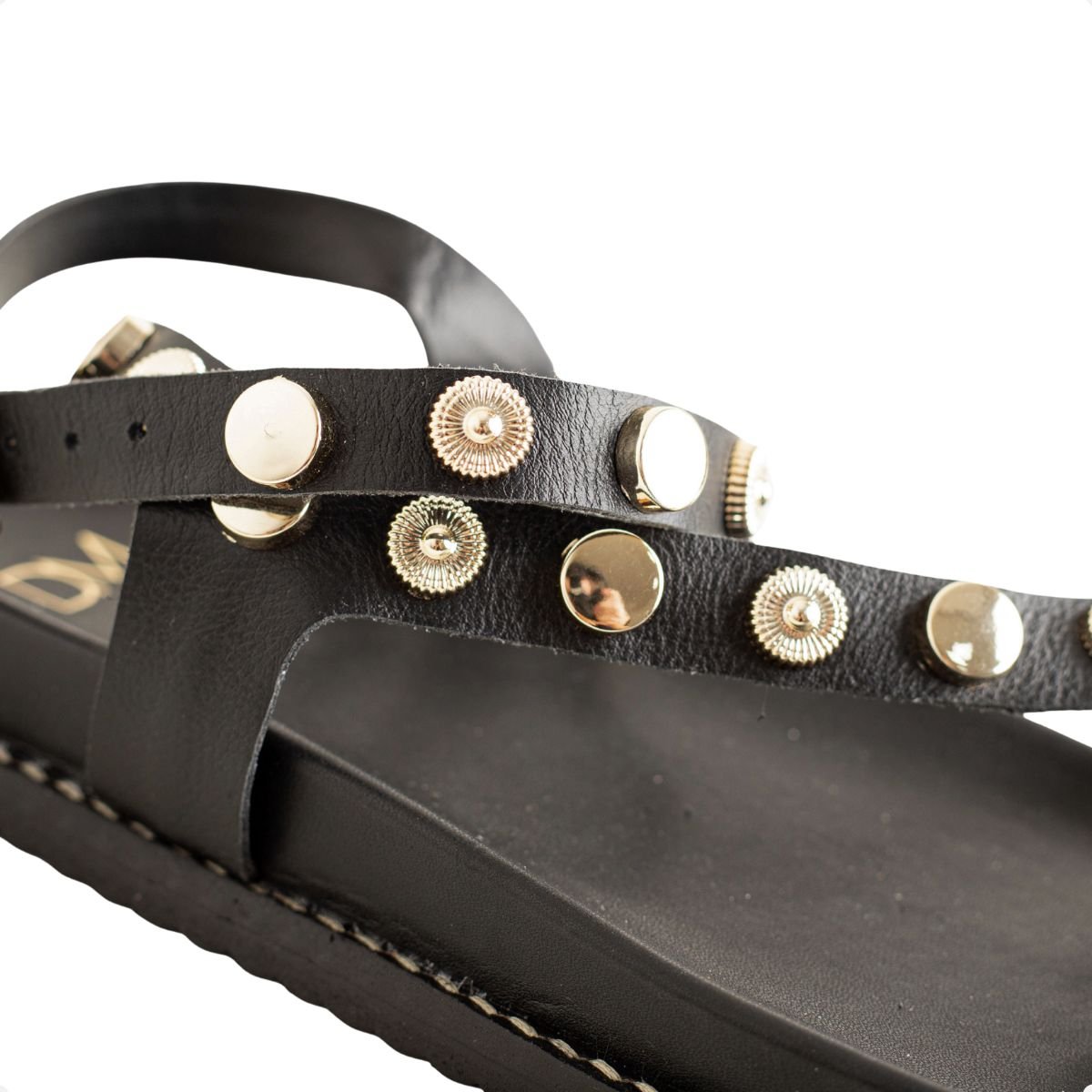 Sandália Flat Dm Spikes Preta Preto 7