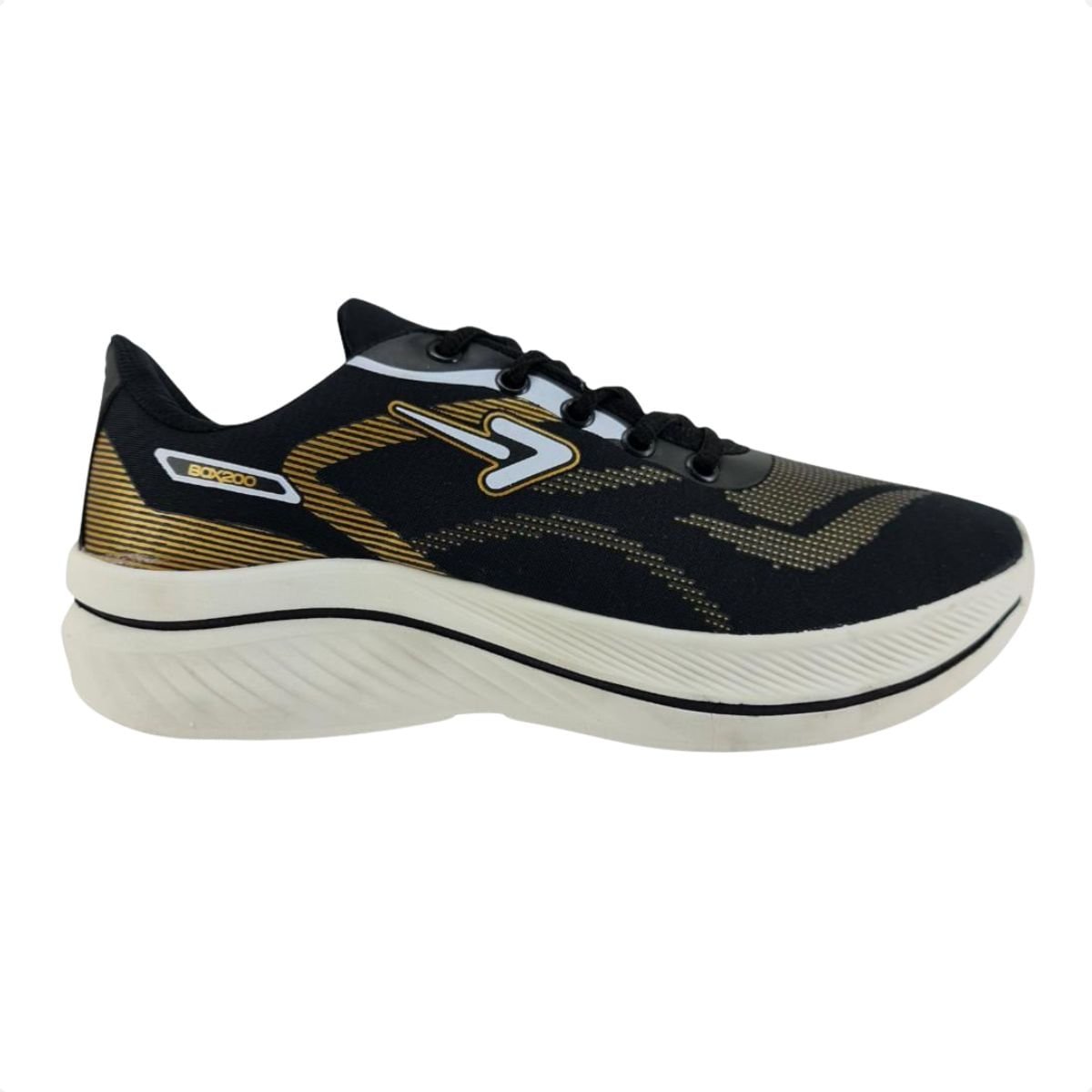 Tênis Corrida Masculino Jogging Box 200 Preto E Dourado