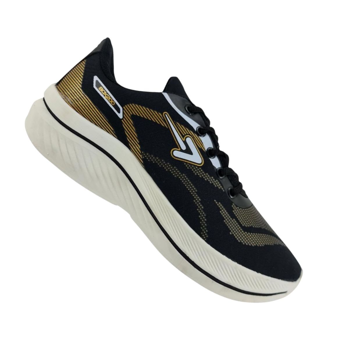 Tênis Corrida Masculino Jogging Box 200 Preto E Dourado Preto 7
