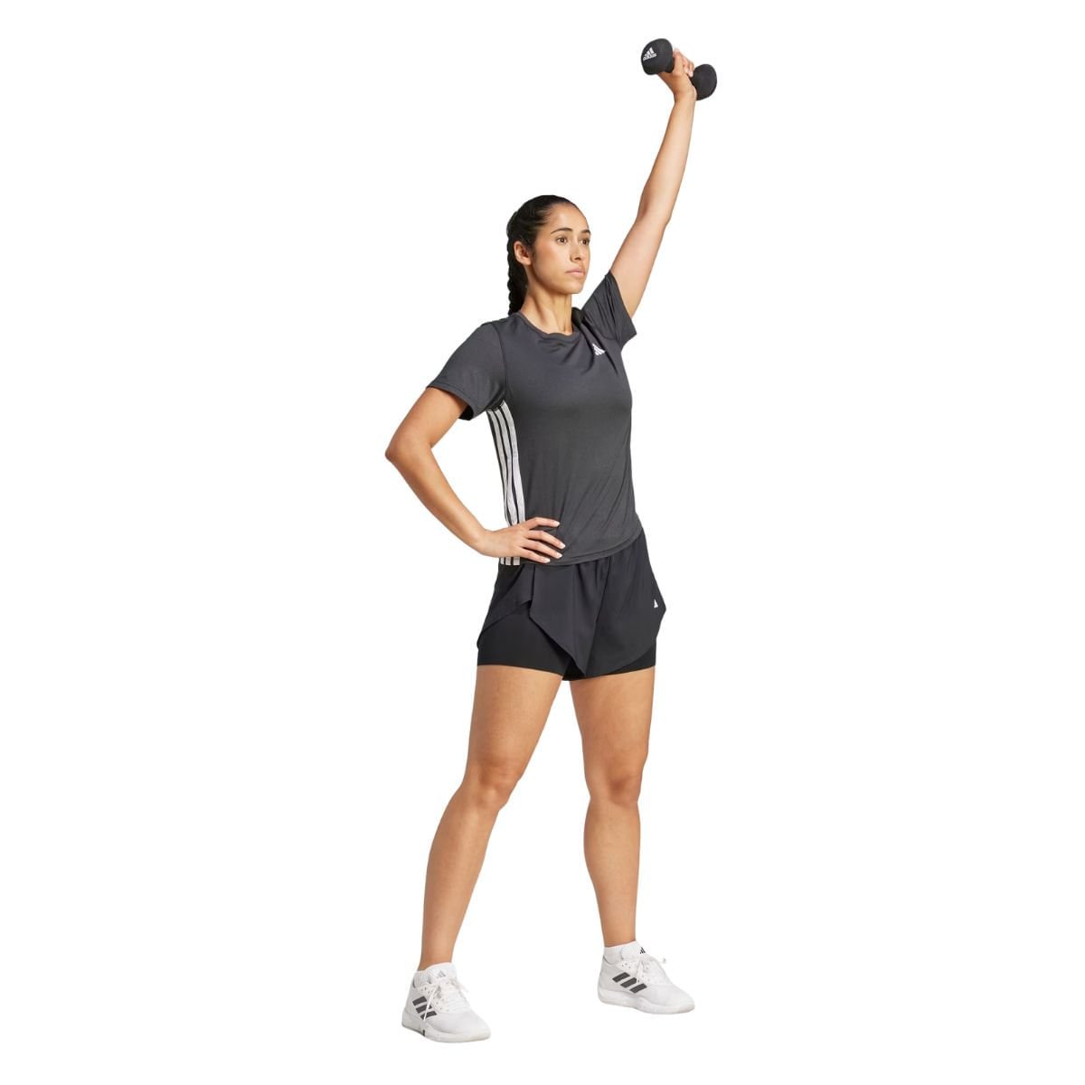 Camiseta Feminina Adidas Essentials 3 Listras Preta Preto 2