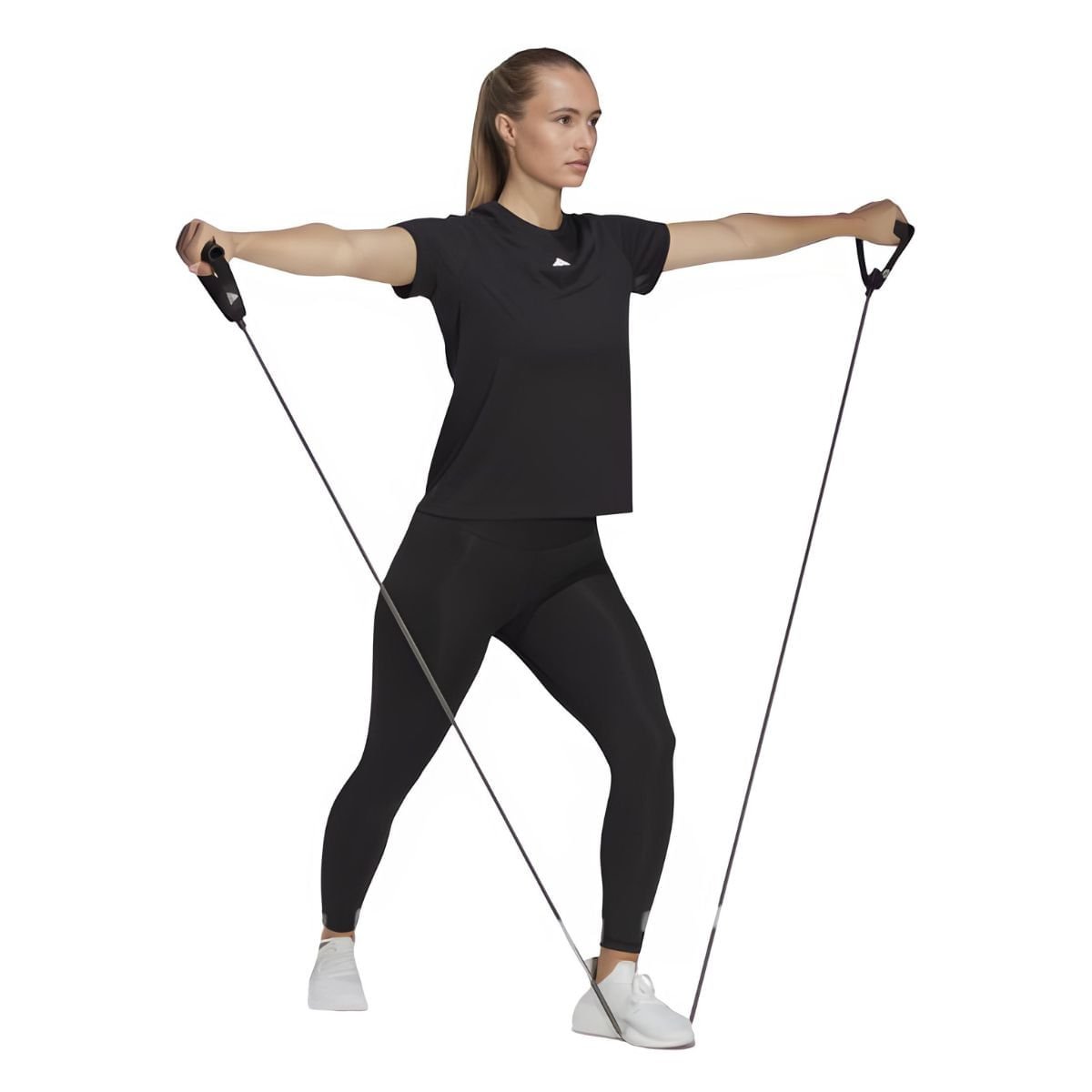 Camiseta Feminina Adidas Essentials Crew Preta Preto 2