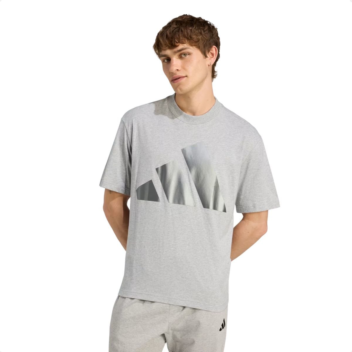Camiseta Masculina Adidas Holiday Big Logo Cinza