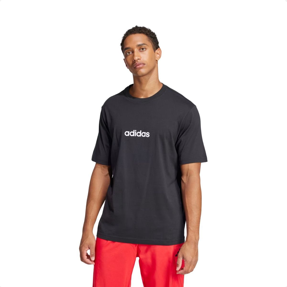 Camiseta Masculina Adidas Logo Linear Single Jersey Preta
