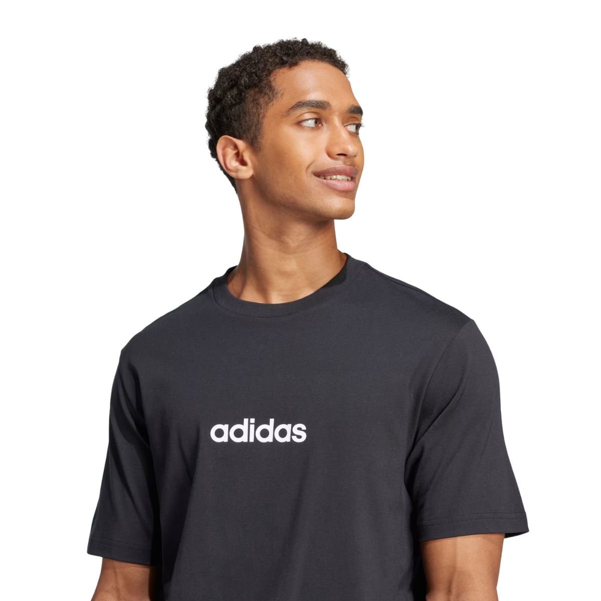 Camiseta Masculina Adidas Logo Linear Single Jersey Preta Preto 3
