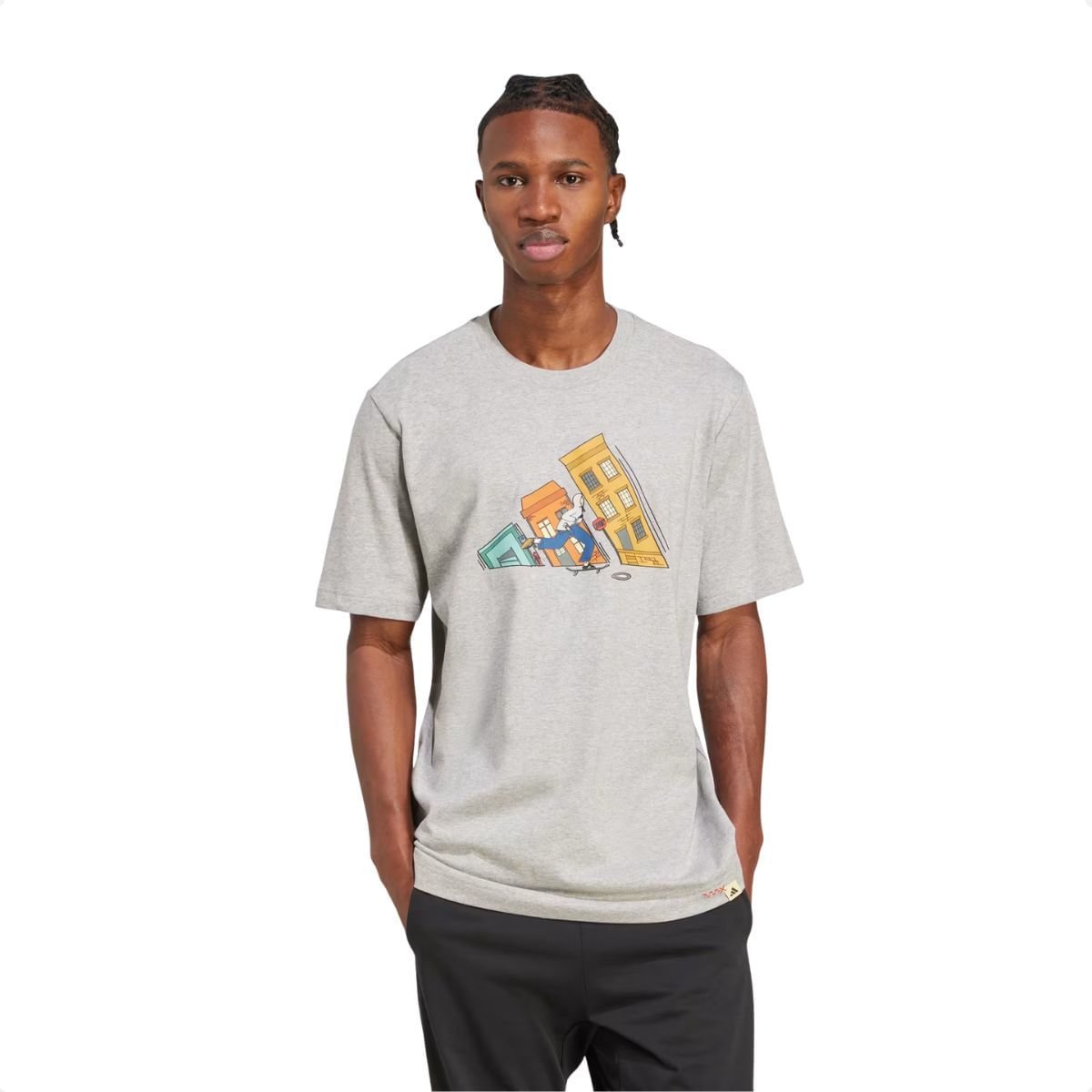 Camiseta Masculina Adidas Gráfica Masculina Skate Cinza