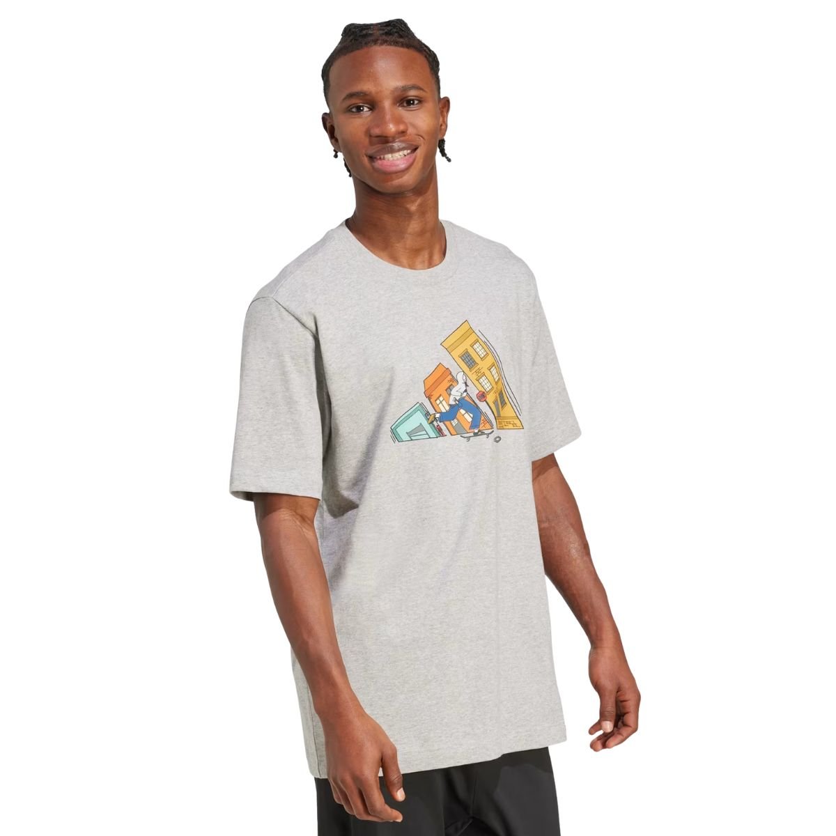 Camiseta Masculina Adidas Gráfica Masculina Skate Cinza Cinza 2