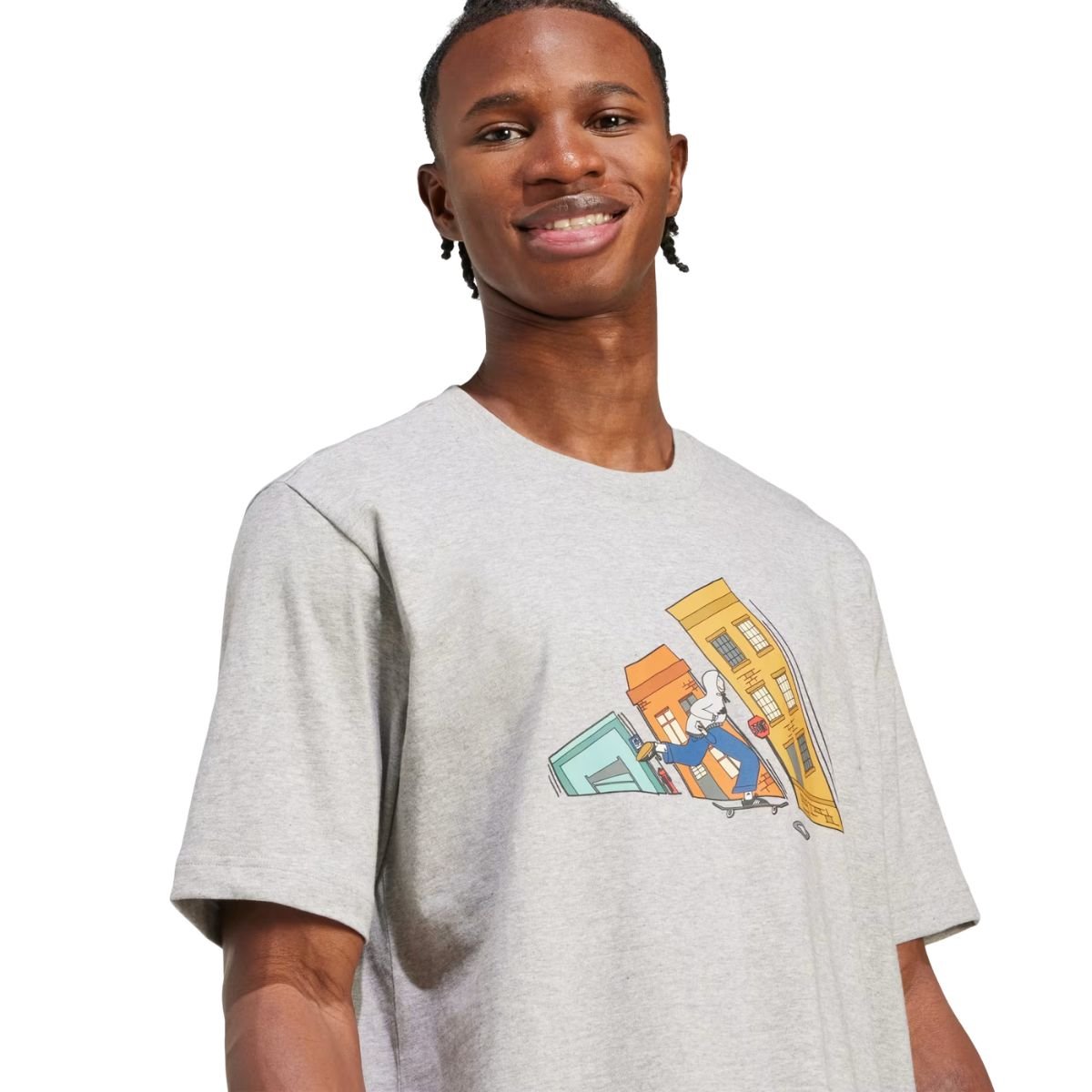 Camiseta Masculina Adidas Gráfica Masculina Skate Cinza Cinza 3