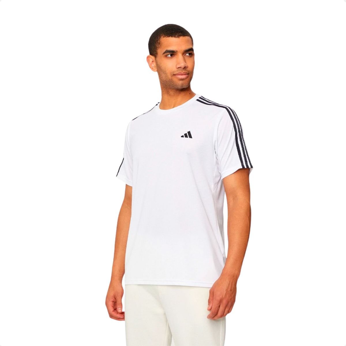 Camiseta Masculina Adidas Essentials 3 Listras Branco