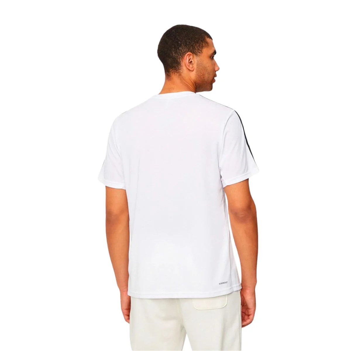 Camiseta Masculina Adidas Essentials 3 Listras Branco Branco 4