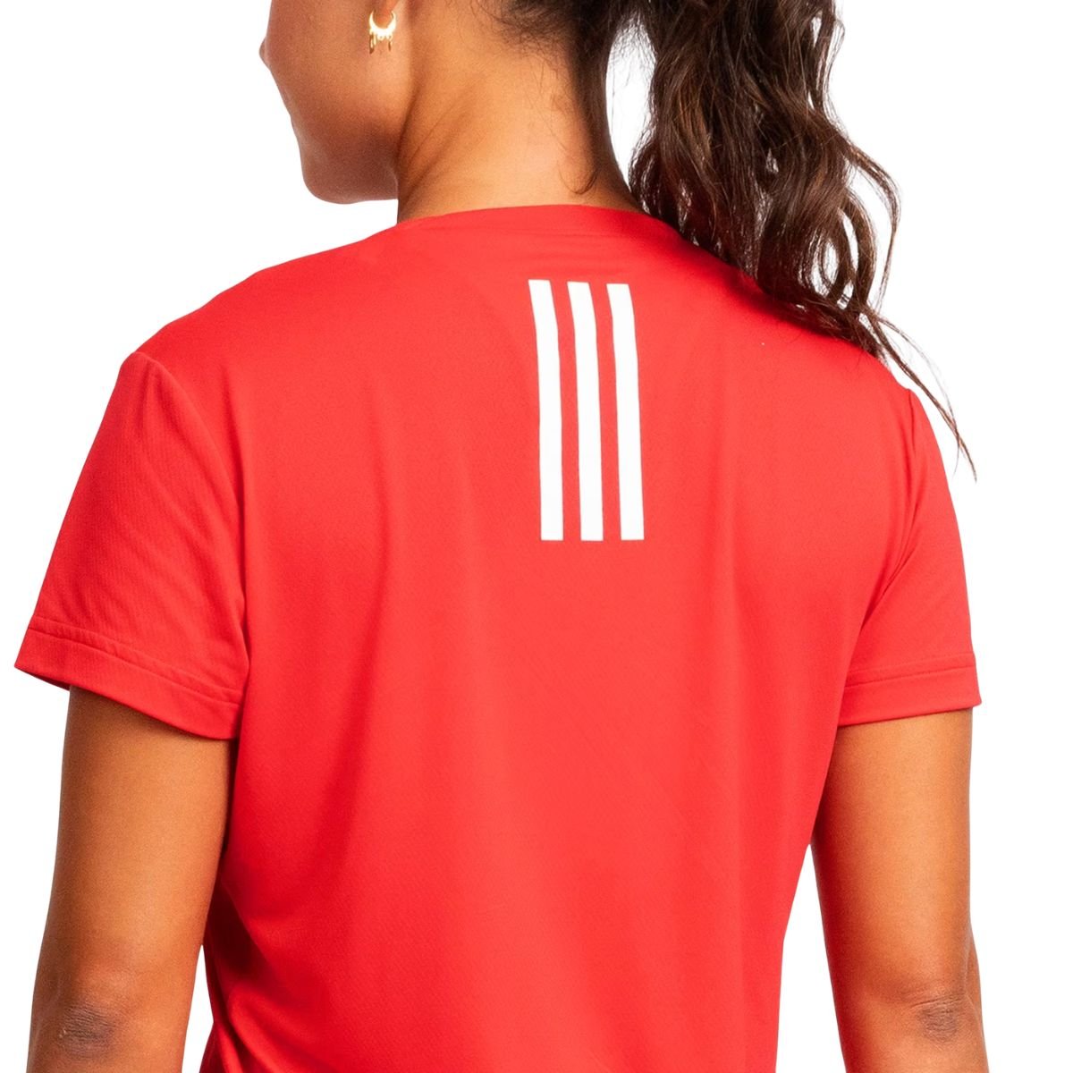 Camiseta Feminina Adidas Own The Run 3 Listras Vermelha Vermelho 3