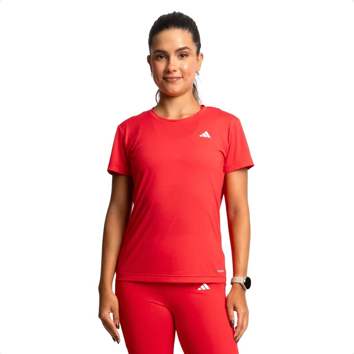 Camiseta Feminina Adidas Own The Run 3 Listras Vermelha