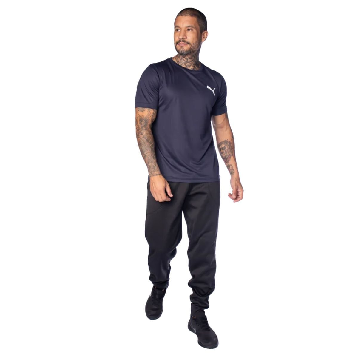 Camiseta Masc Mc Puma Ess Small Logo Poly Tee 687973-06 Azul Marinho 2