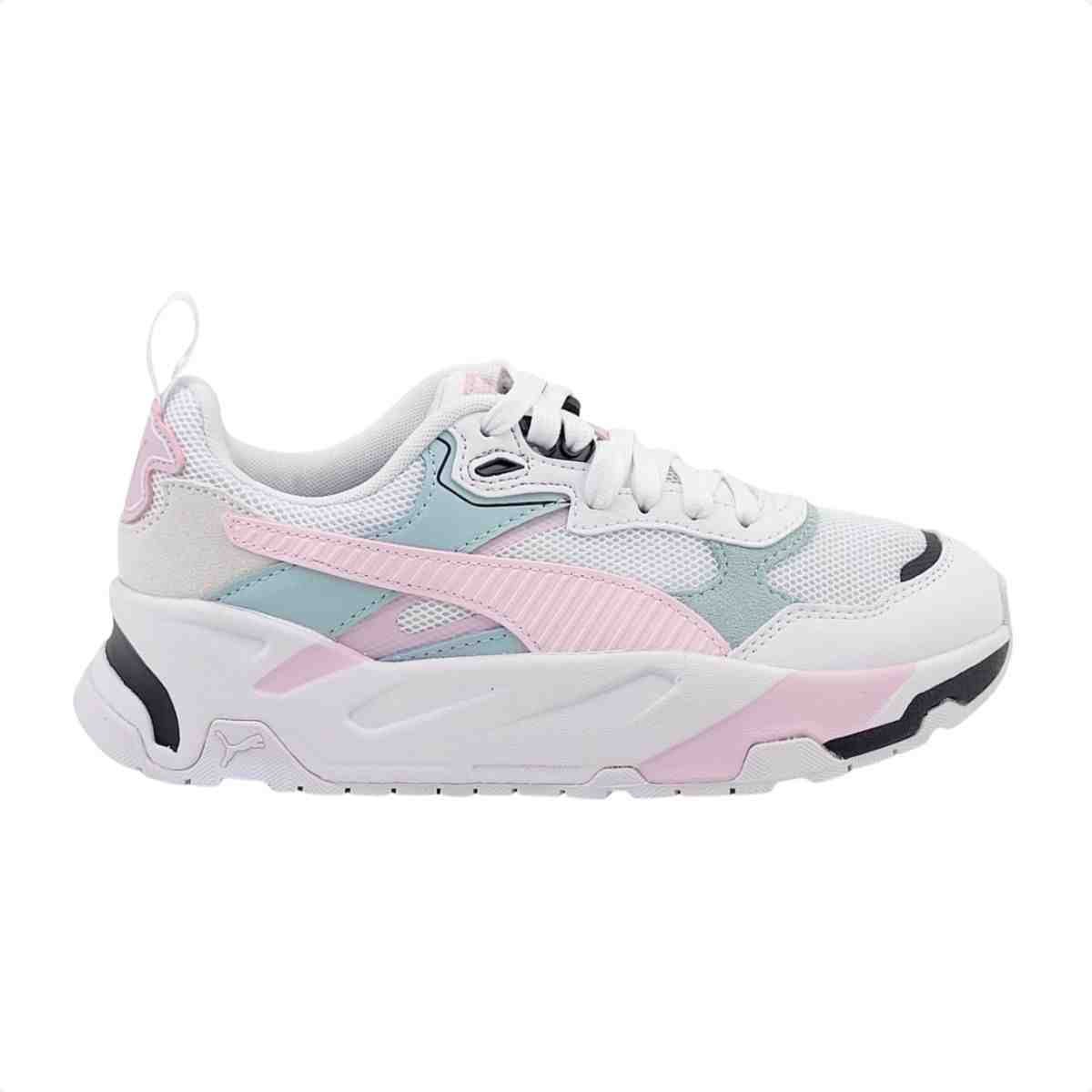 Tênis Casual Feminino Puma Trinity Branco  Rosa  Turquesa
