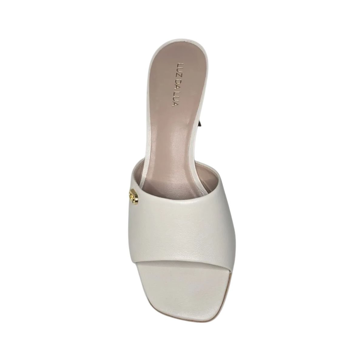 Tamanco Feminino Salto Médio Grosso Luz Da Lua Off White Branco 3