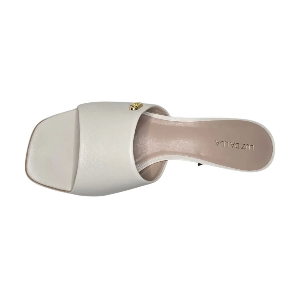 Tamanco Feminino Salto Médio Grosso Luz Da Lua Off White Branco 6