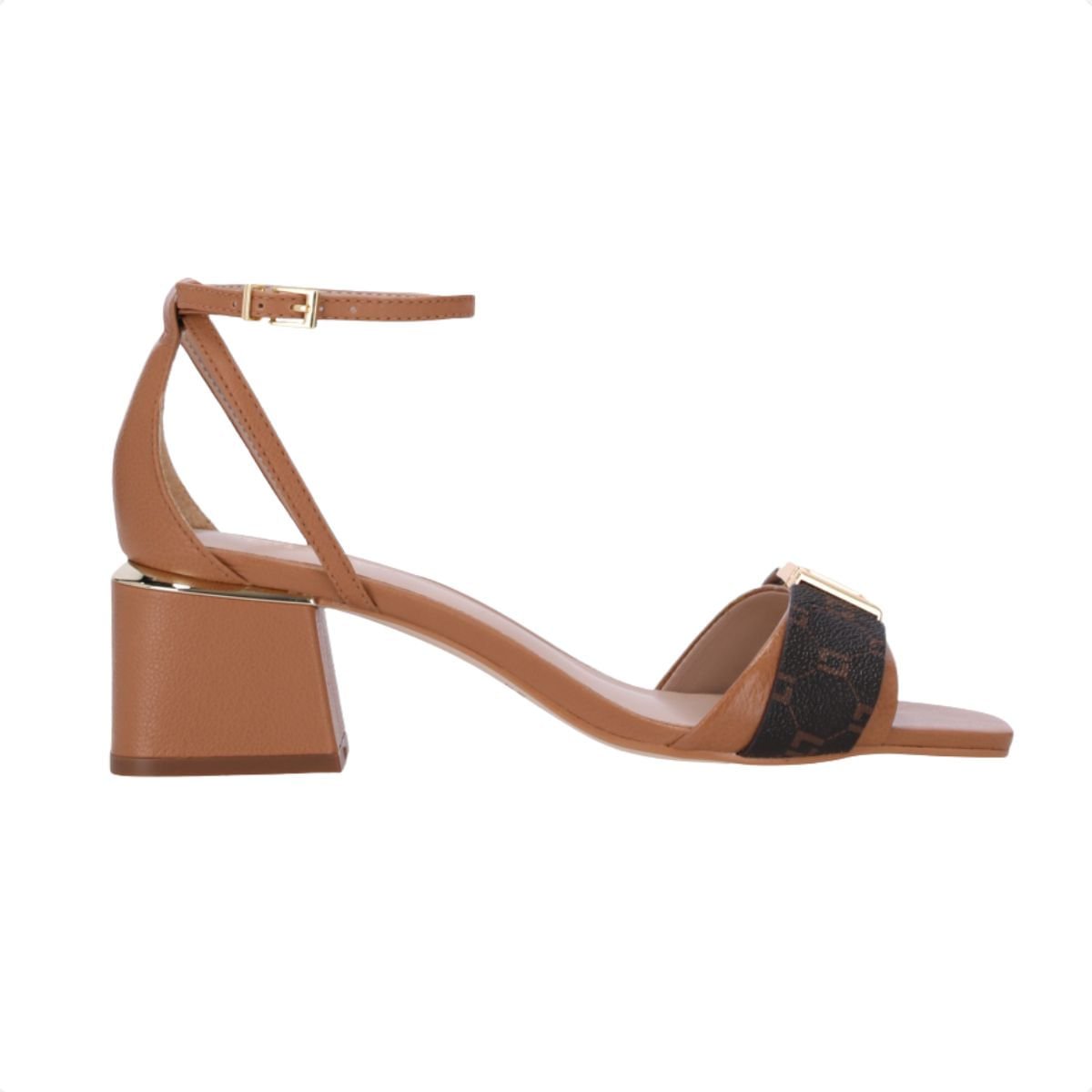 Sandália Feminina Salto Médio Grosso Luz Da Lua Marrom