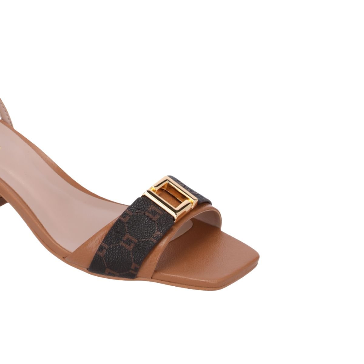 Sandália Feminina Salto Médio Grosso Luz Da Lua Marrom Marrom 4