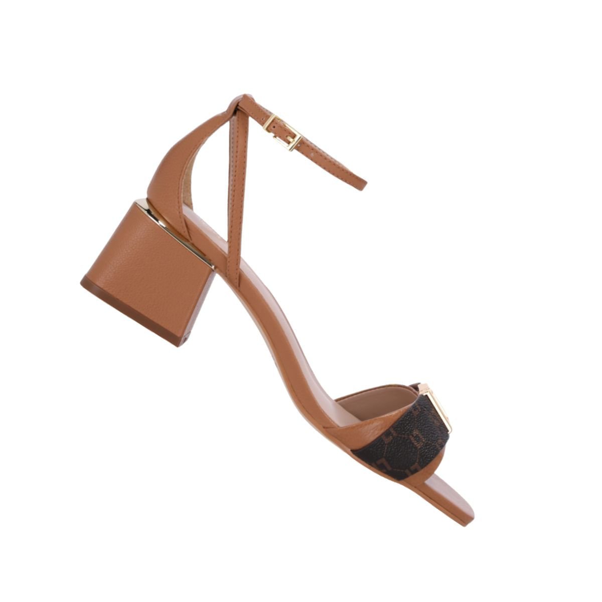 Sandália Feminina Salto Médio Grosso Luz Da Lua Marrom Marrom 6