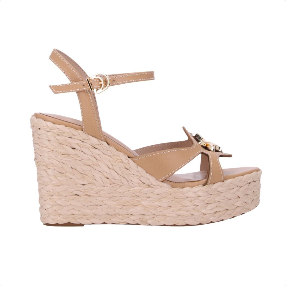 Sandália Feminina Anabela Luz Da Lua Bege