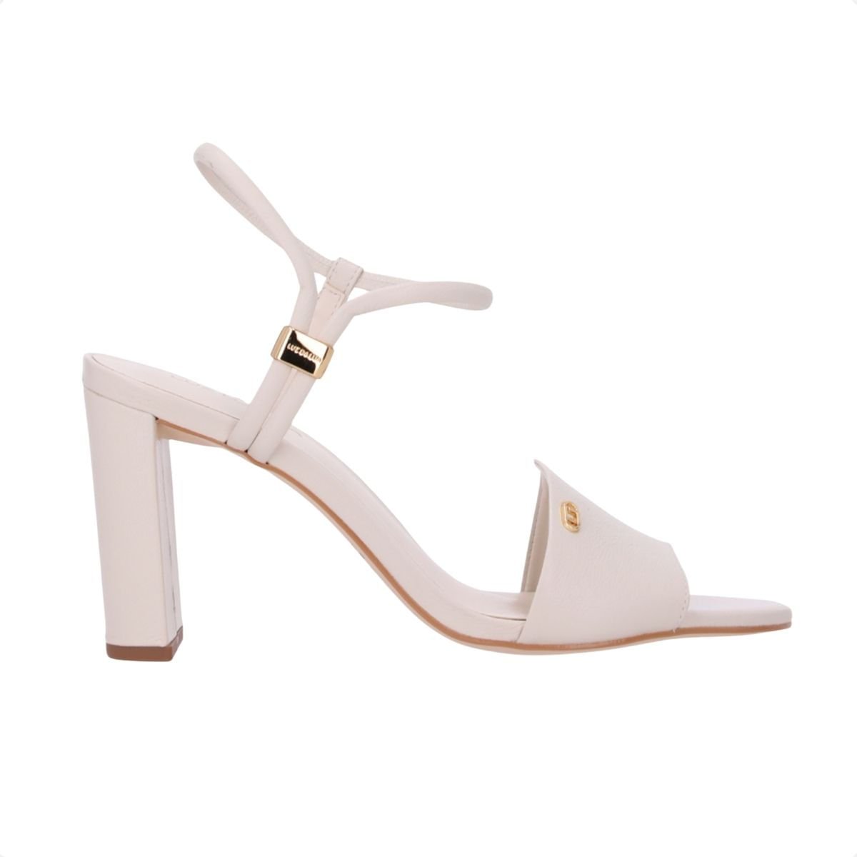 Sandália Feminina Salto Alto Grosso Luz Da Lua Off White