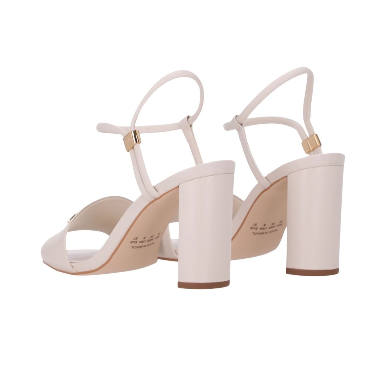 Sandália Feminina Salto Alto Grosso Luz Da Lua Off White Branco 4