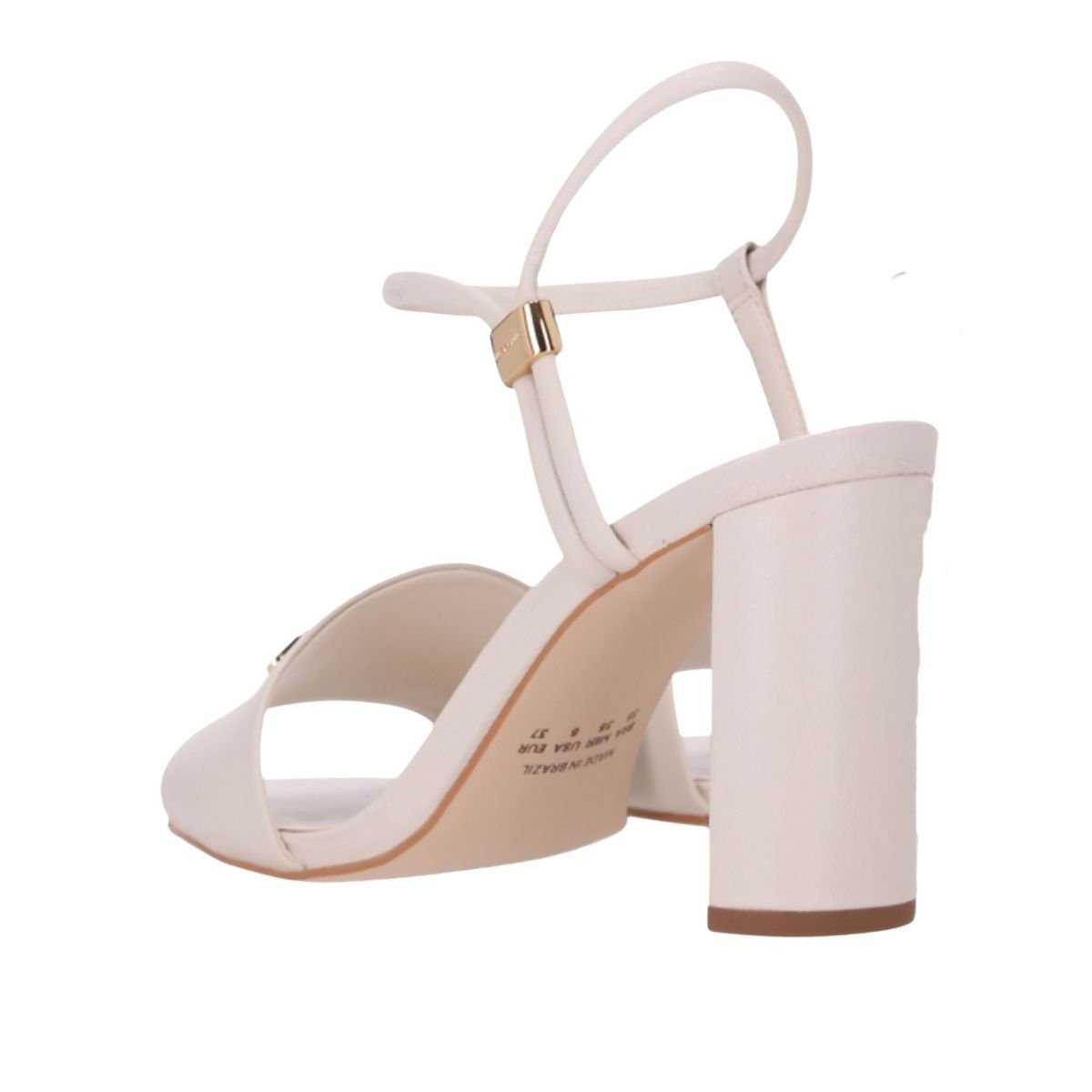 Sandália Feminina Salto Alto Grosso Luz Da Lua Off White Branco 5